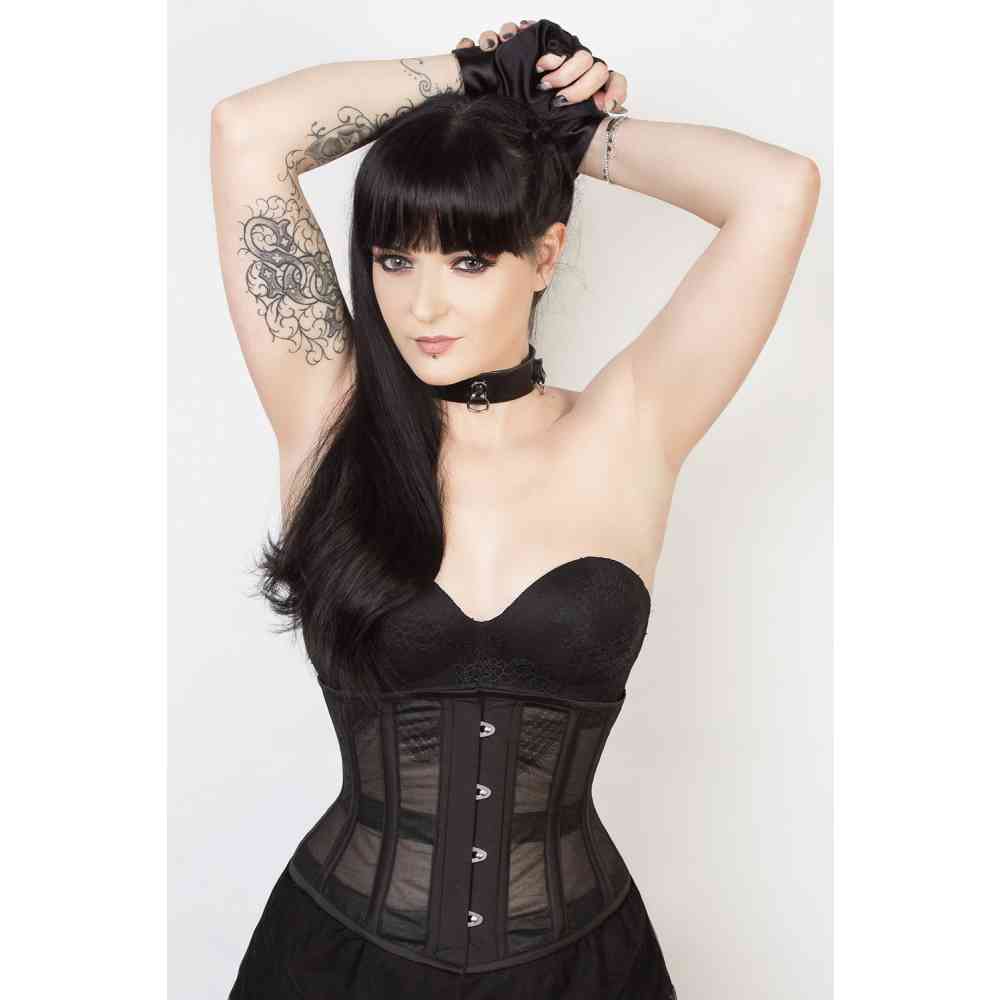 Attitude Corsets - Harper Underbust corset - See through, waist trainer - Black